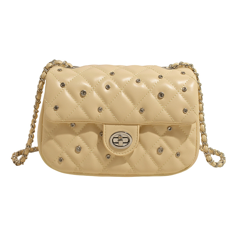 Bolso cuadrado pequeño de cadena de rombos de fragancia transfronteriza para mujer 2025 nuevo bolso de hombro de estilo occidental de todo fósforo bolso de mensajero de moda de moda