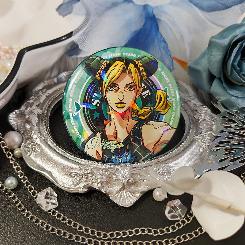 JOJO's Bizarre Adventure Badge Kujo Jotaro Laser Tin Badge Grain Effect