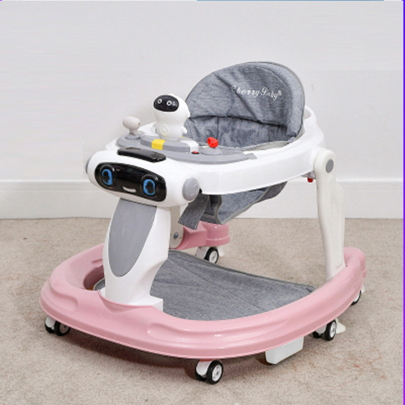 Andador para bebés con mango de empuje, juguete musical educativo para sentarse, bandeja desmontable, altura ajustable, antivuelco. image 6