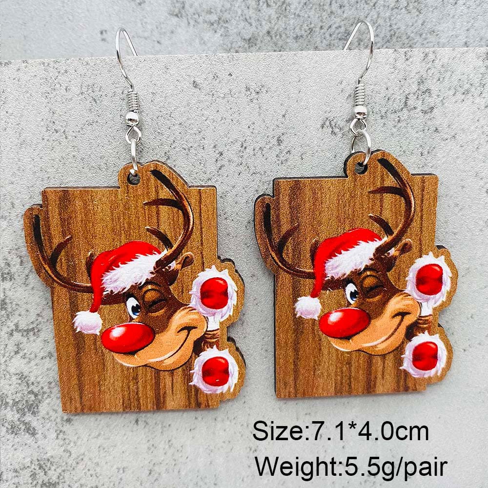 6g Weight Ear hook Event & Party Supplies Ear hook Classification 1 Pair Quantity Holiday, Party Occasion Wood Material Christmas Festival Christmas Hat, Christmas Tree, Santa Claus Pattern Women's Gender Cute Style 1 Pair Cute Christmas Hat Christmas Tree Santa Claus Wood Ear Hook 12