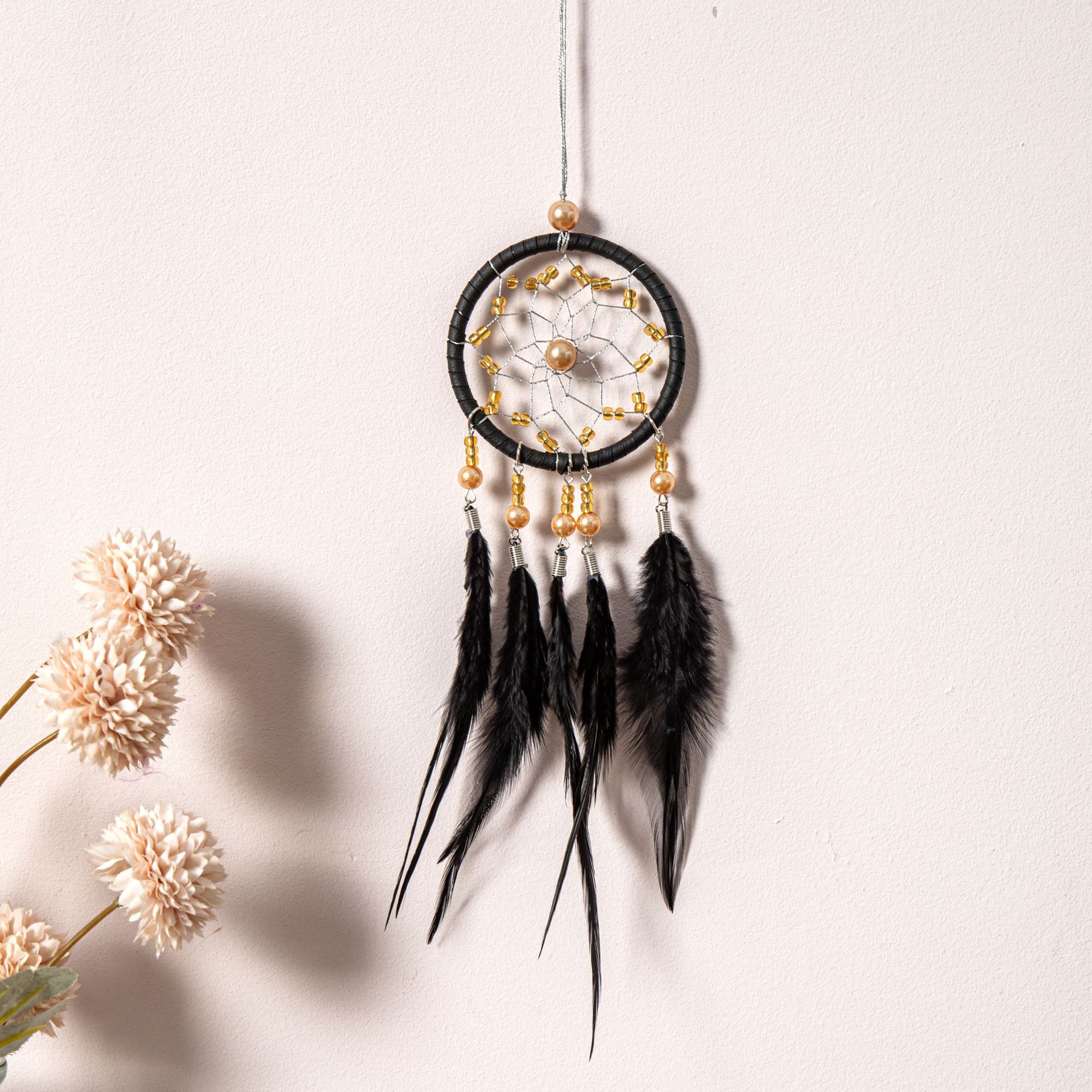 Transfronterizos de automóviles dreamcatcher red colgante bolsas decoración colgante decoración de automóviles plumas pequeños colgantes regalos de vacaciones