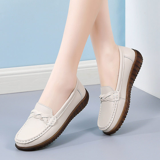 2024 Autumn Lightweight Non-slip Casual Women's Flat Shoes Soft Sole Soft Surface Mom Shoes Plaid Wear-resistant Beanie Shoes for Women