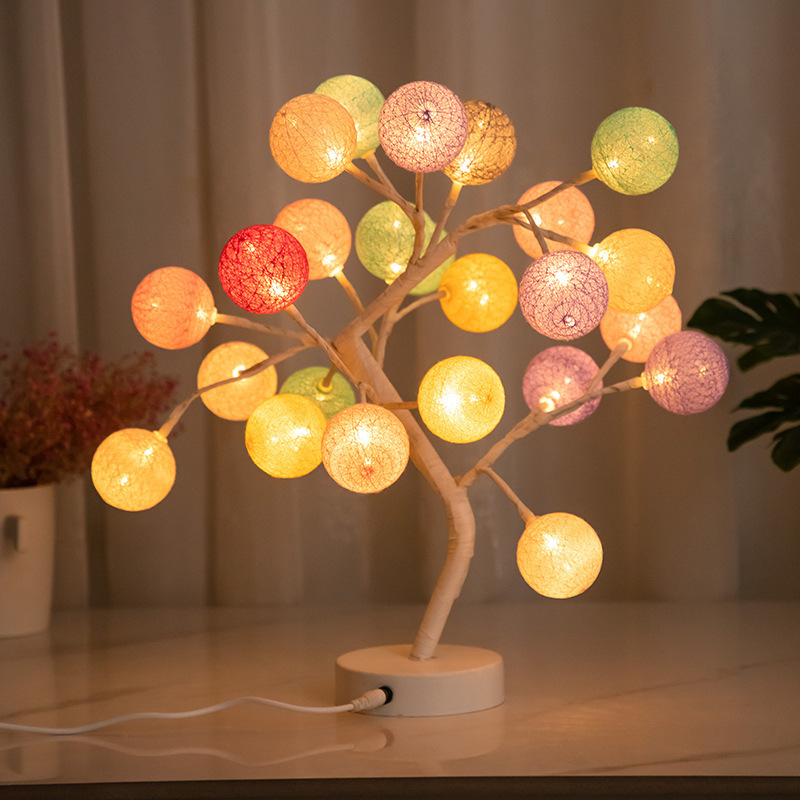 led玫瑰花棉线球灯创意造型灯USB房间装饰小台灯小夜灯批发