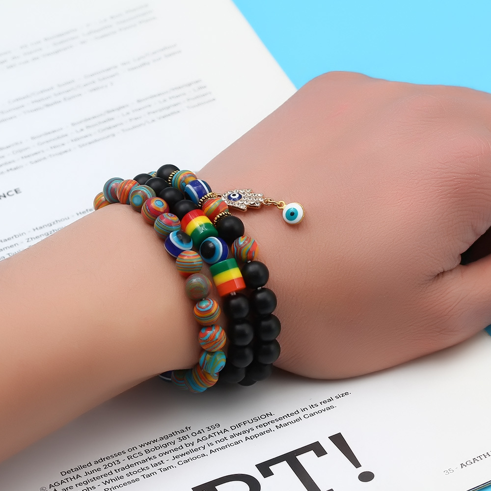 Fashion Palm Eye Agate Beaded Bracelets 1 Piece