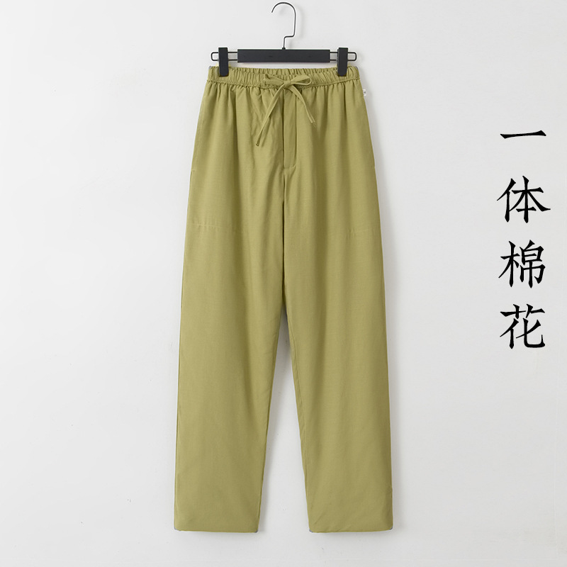Autumn and Winter Women's Thin Cotton Pants, Lightweight and Warm, 0.15kg High-Waisted Straight-Leg Cotton-Padded Thermal Pants for Outerwear