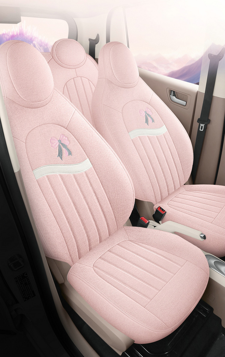 2025 Wuling Hongguang Mini Special Car Seat Cushion Fourth Generation Macaron Four-Door Cotton and Linen Breathable Cartoon Seat Cover