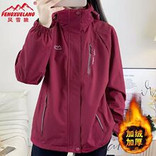 中老年冲锋衣男三合一可拆卸两件套女大码滑雪服登山服加厚保暖