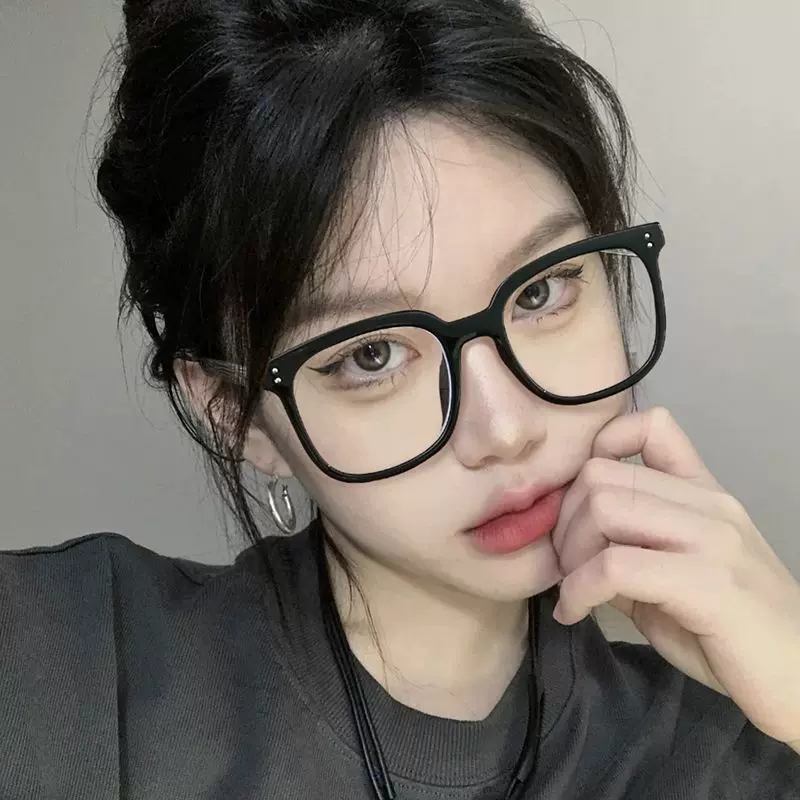 网红黑框素颜眼镜女韩版潮近视可配度数防蓝光防辐射平光镜男偏光