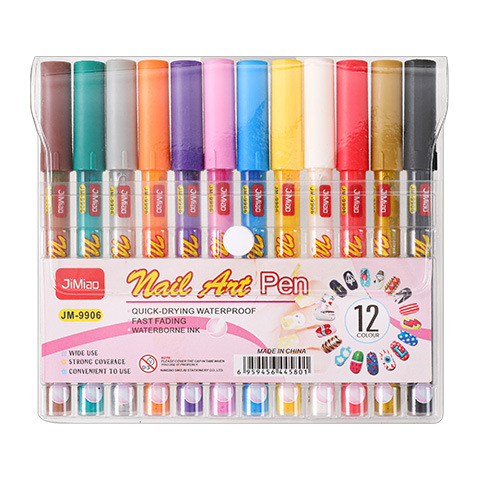 Pluma de arte de uñas de 12 colores pluma de dibujo pintada a mano de bricolaje pluma de pintura de color de celebridad de internet pluma de pintura acrílica caliente transfronteriza pluma de aguja 0,5