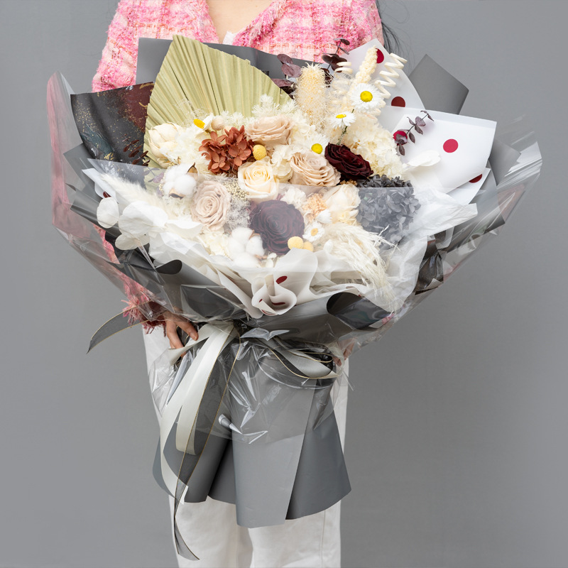 Ramo de flores eternas de Yunnan, ramo grande de rosas, regalo de confesión de amor para bodas del Día de San Valentín, adornos de decoración para el hogar de alta gama