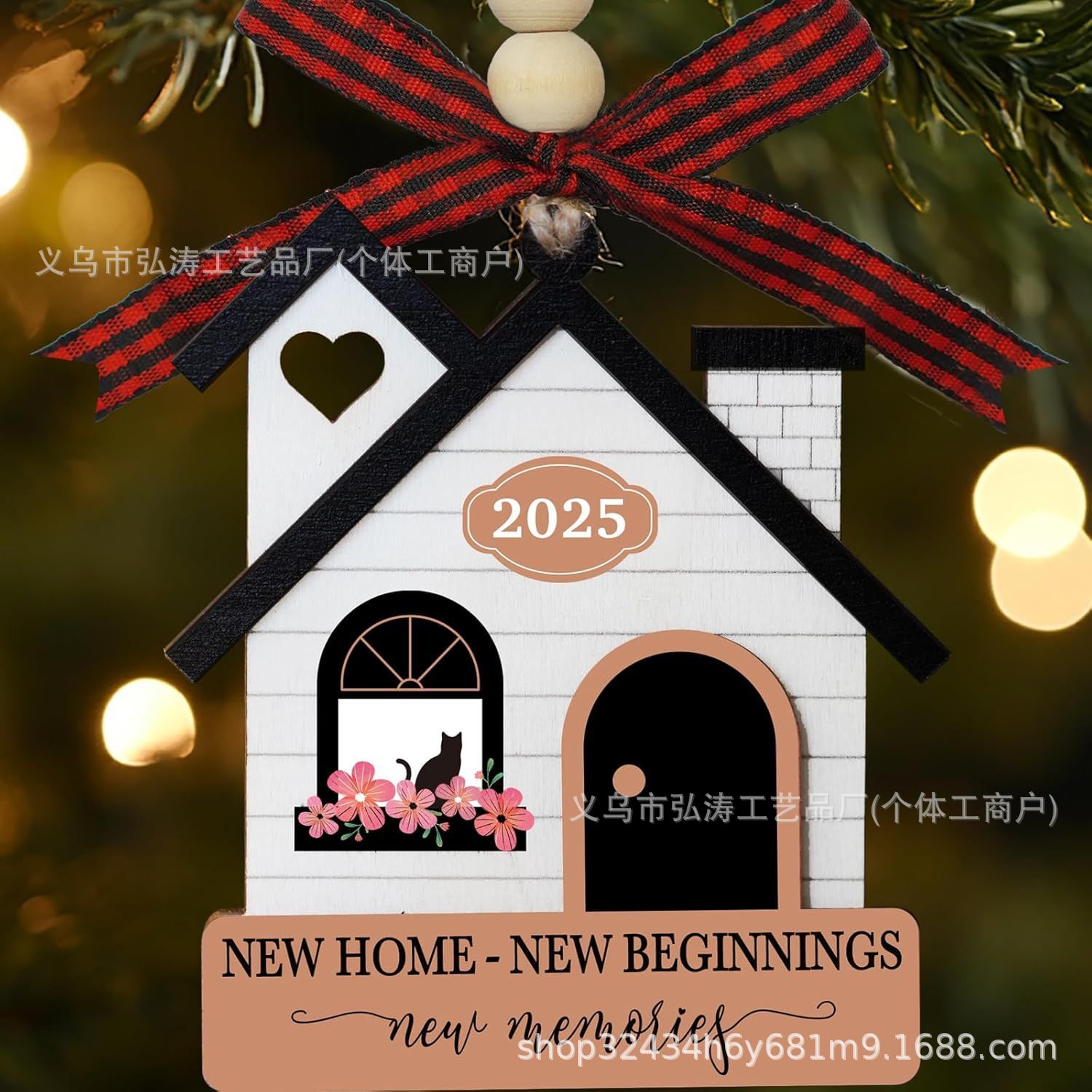 Decoración colgante 2026 nuevo mejor regalo de mudanza decoración de madera decoración para el hogar decoración del árbol de Navidad rojo
