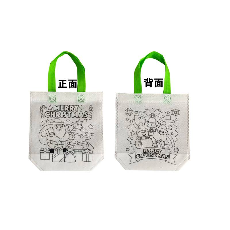 圣诞玩具无纺布涂鸦袋儿童生日派对DIY新年礼品绘画涂色袋手工|undefined