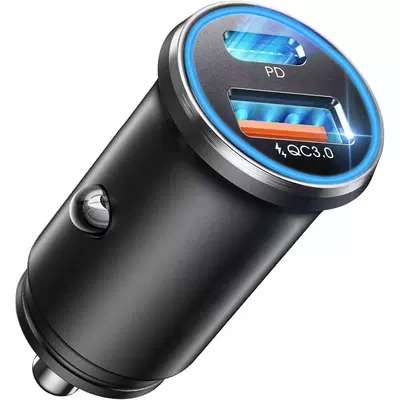Manufacturer's Cross-Border New Product Mini Aluminum Alloy Car Charger Dual Pd30W Fast Charging 52.5W Cigarette Lighter for Car