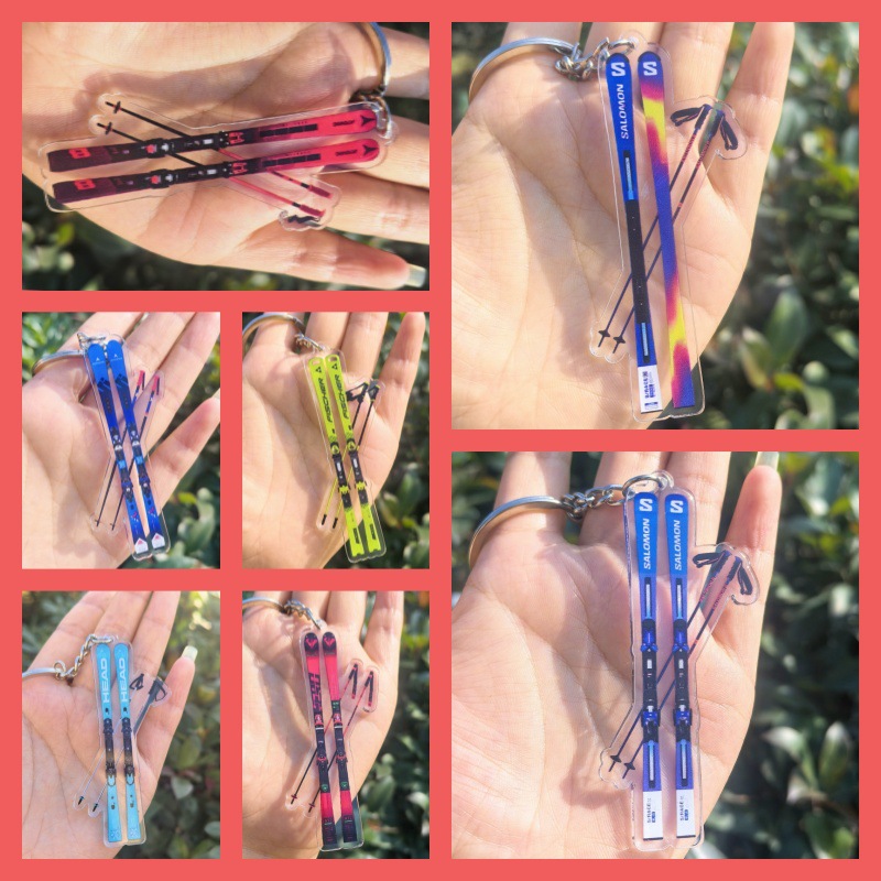 (2개) 더블 보드 스노우 보드 눈덩이 싸움 키 체인 양면 펜던트 귀여운 눈 친구 스포츠 선물 기념품