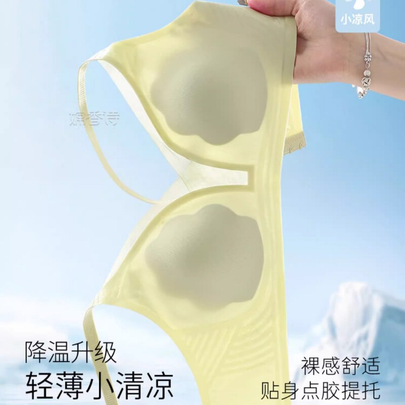 Seamless Intimates for Women, Ultra-thin Summer Big Breasts, Small Breasts, Push-up, Wire-free Bra, Cool Rabbit Ear Bra