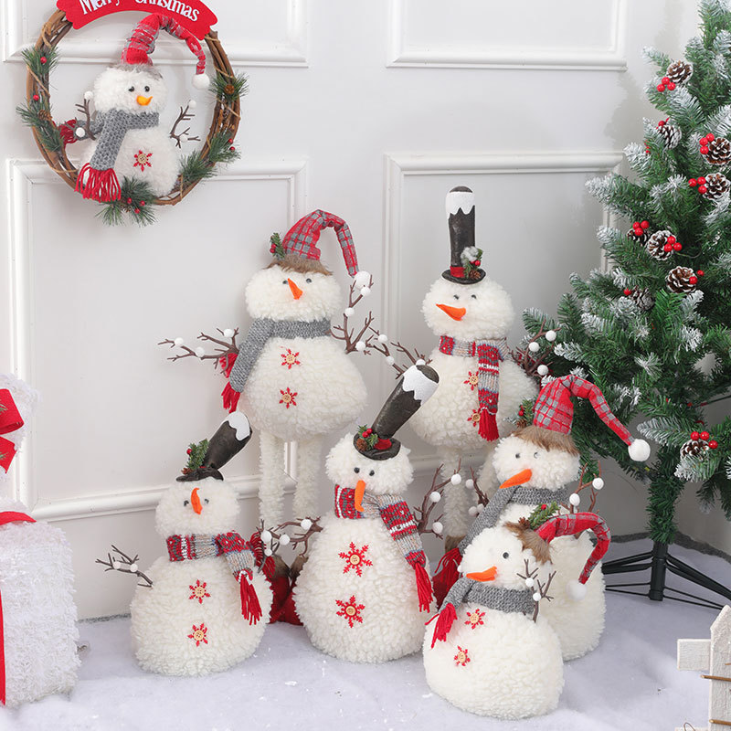 Pink Christmas Decorations Set - Fabric Santa Claus, Snowman, Reindeer Dolls For Tree, Window Display & Home Decor_voghion.com