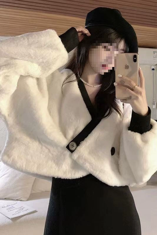 Осенний и зимний новый дизайн ощущает нишу осенний V-образный топ женский бархатный толстый маленький ароматный пиджак женский прилив