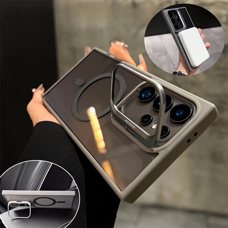Funda magnética para teléfono Samsung S26ULTRA, soporte metálico invisible U1, funda protectora magnética transparente S24FE