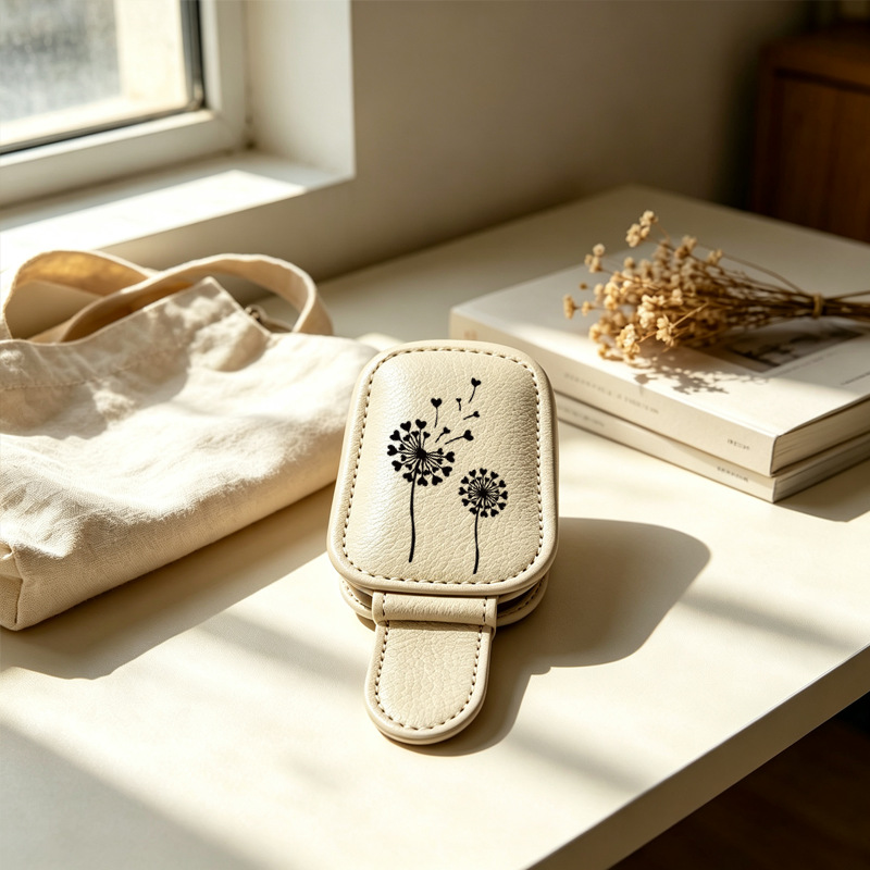 Beige cross-border bestseller sunglasses holder, creative car sun visor storage dandelion car glasses clip