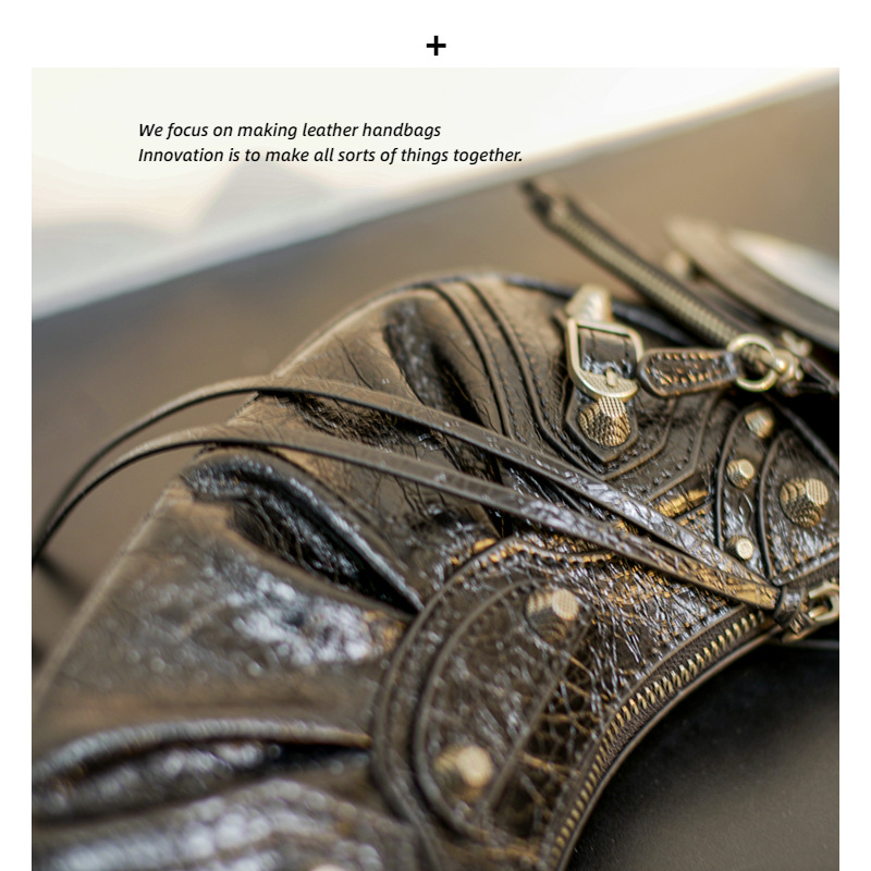 Women's Genuine Leather Bag 2022 New Arrival Luxury Shoulder Crescent Bag French Style Underarm Bag With Studs And Tassels - Thumbnail 2