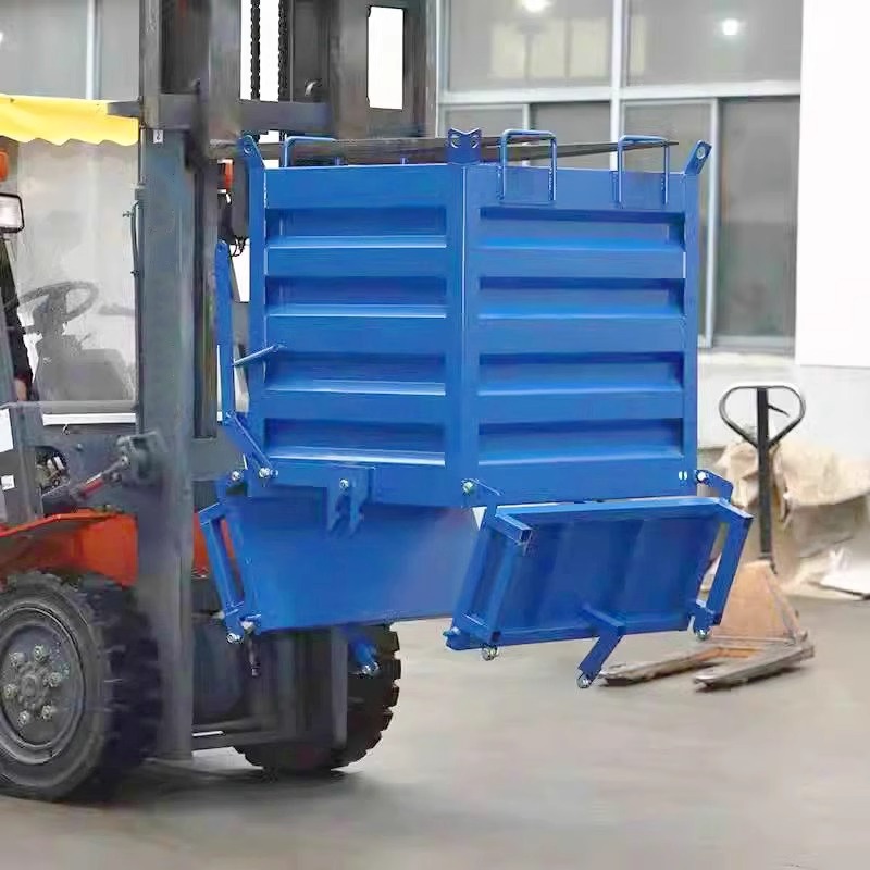 厂家销售重型自卸铁屑箱工业废料周转箱收集倒料框叉车移动底部