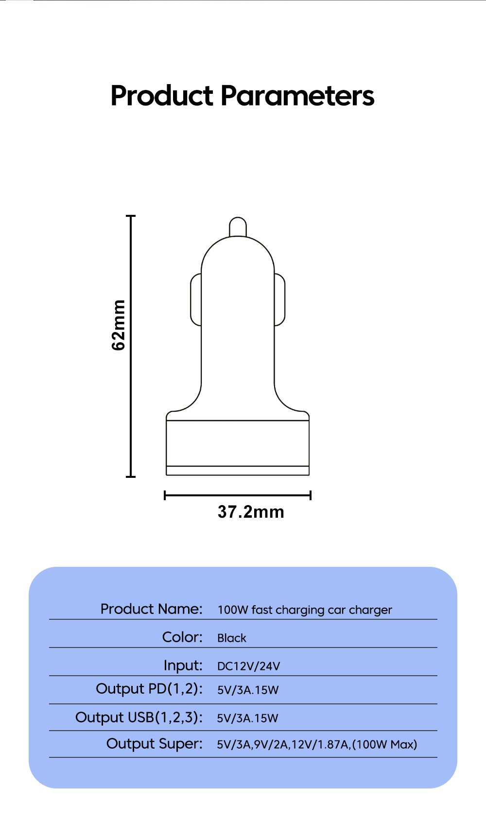 Multi-port with digital display support super fast charging 6/8 port with voltage vehicle-mounted one-to-six/8-car fast charging cross-border