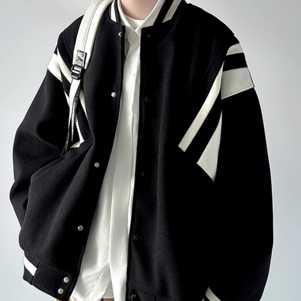 Chaqueta de lana para hombres, otoño e invierno, niños, ropa retro americana, traje de béisbol suelto, chaqueta de lana