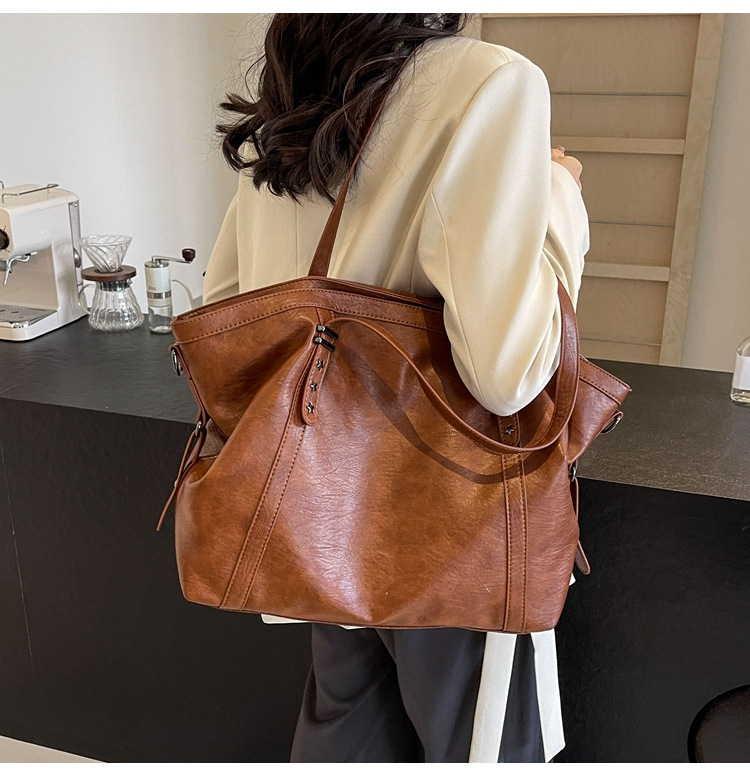 Cross-border large-capacity tote bag for women 2024 New style fashionable single-shoulder bag, retro simple casual crossbody bag for women undefined