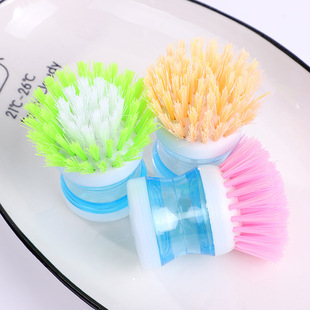 Kitchen non-stick oil decontamination long handle washing pot brush household automatic liquid adding brush pot pressure liquid washing bowl cleaning brush wholesale