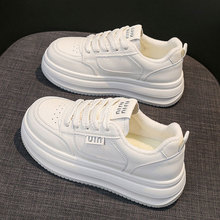 真皮小白鞋女鞋子2025新款秋冬厚底板鞋百搭防滑加绒增高休闲棉鞋