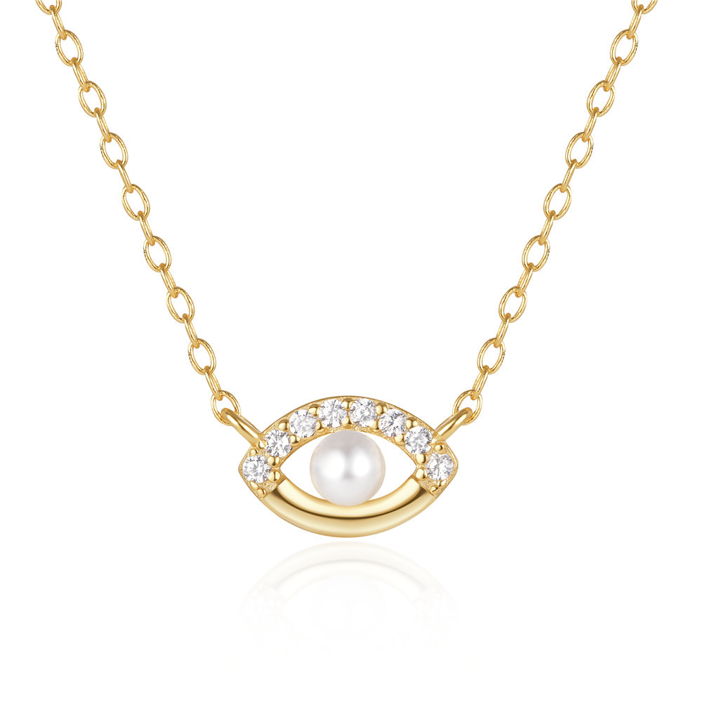 Devil's Eye Pattern Women's Gender Plating, Inlay Design 925 Sterling Silver Zircon Plating Inlay Devil's Eye Pendant Necklace