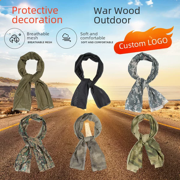 Outdoor Tactical Camouflage Small Square Scarf Hiking Mountain Sports Quick-drying Scarf Wind-proof Sand Camouflage Mesh Breathable Scarf