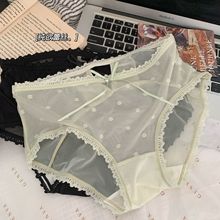 小心机纯欲性感黑色网纱蕾丝少女内裤桑蚕丝裆中腰镂空美臀三角裤