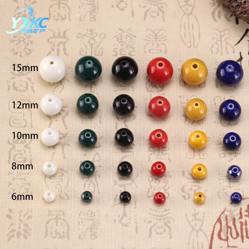 Браслет и ожерелье ручной работы из бисера с пятью элементами: золото, дерево, вода, огонь, земля, турмалин, керамические бусины.