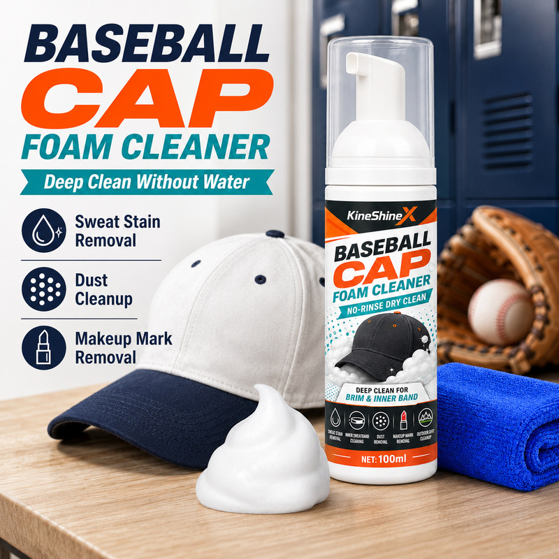 KineShineX Hat Foam Cleaner 100ml - Removes sweat stains from baseball cap brims and inner lining KineShineX Hat Foam Cleaner 100ml - Removes sweat stains from baseball cap brims and inner lining