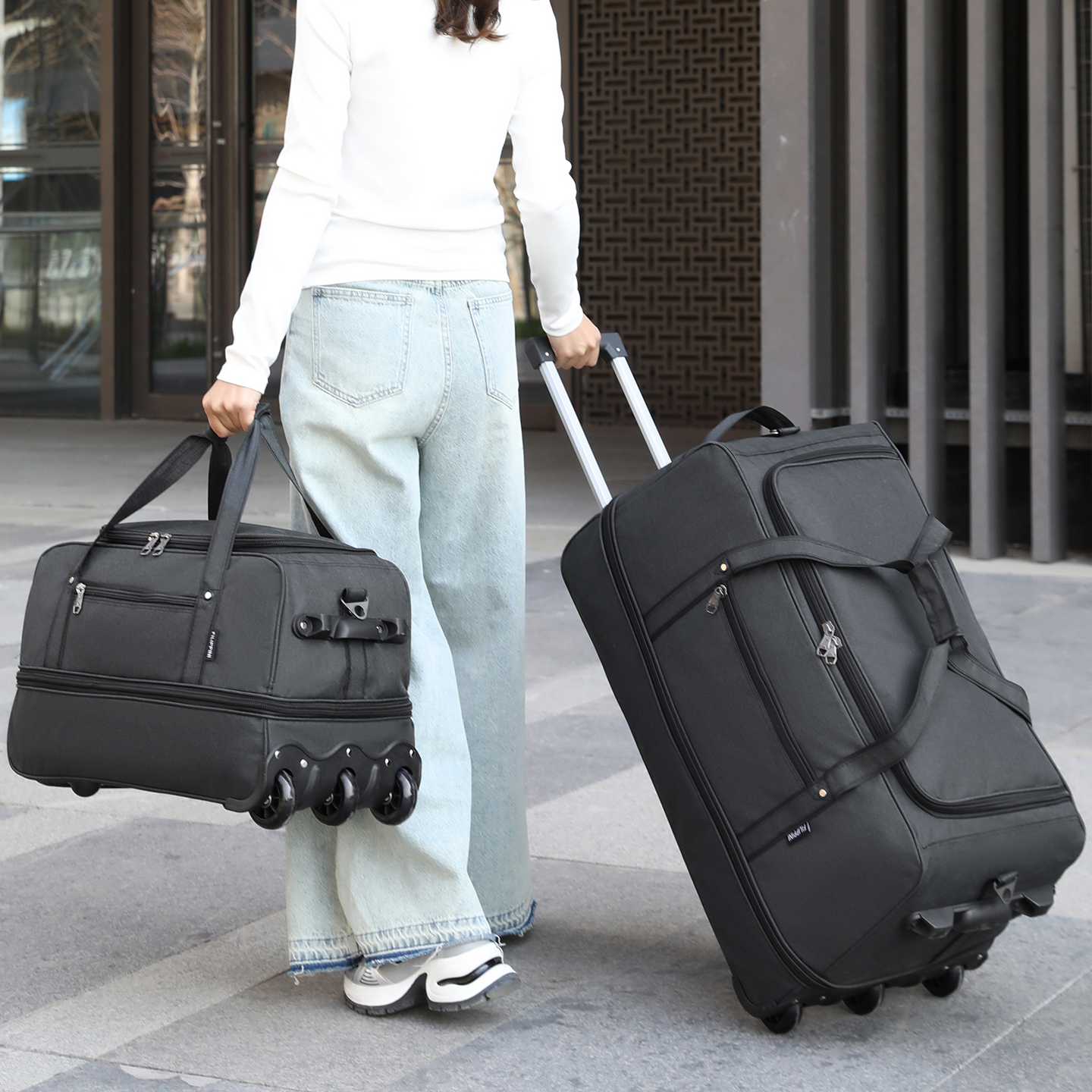 可扩容拉杆软包大容量拖轮包便携折叠收纳包托运登机包手提旅行包