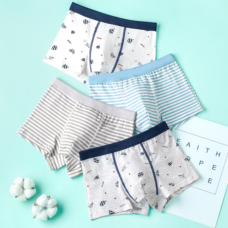 Boys' Underwear Pure Cotton Class A Summer Thin Anti-bacterial No-fart Cotton Boneless Boxer Pants for Middle and Big Children