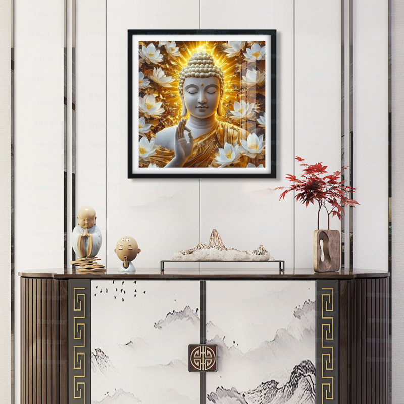 [Algodón importado] Mona Lisa Real Dorado Buda Nuevo estilo de Buda Nuevo estilo chino bordado de cruz image 6