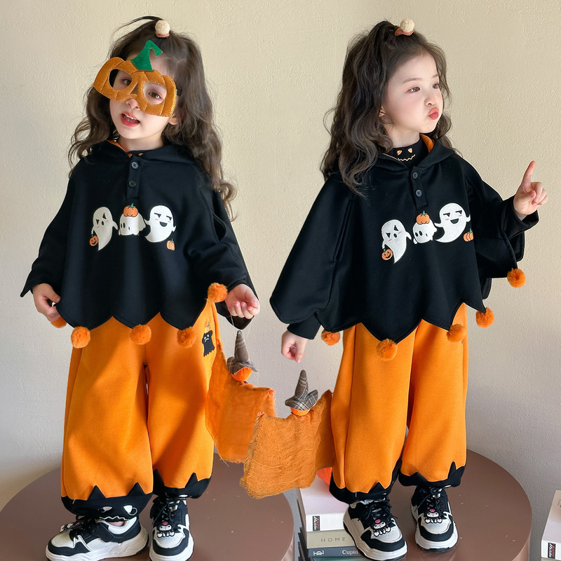 Girls' Spring and Autumn Outfit 2026 New Stylish Little Girl Halloween Performance Costume Autumn Baby Girl Three-Piece Trendy Set