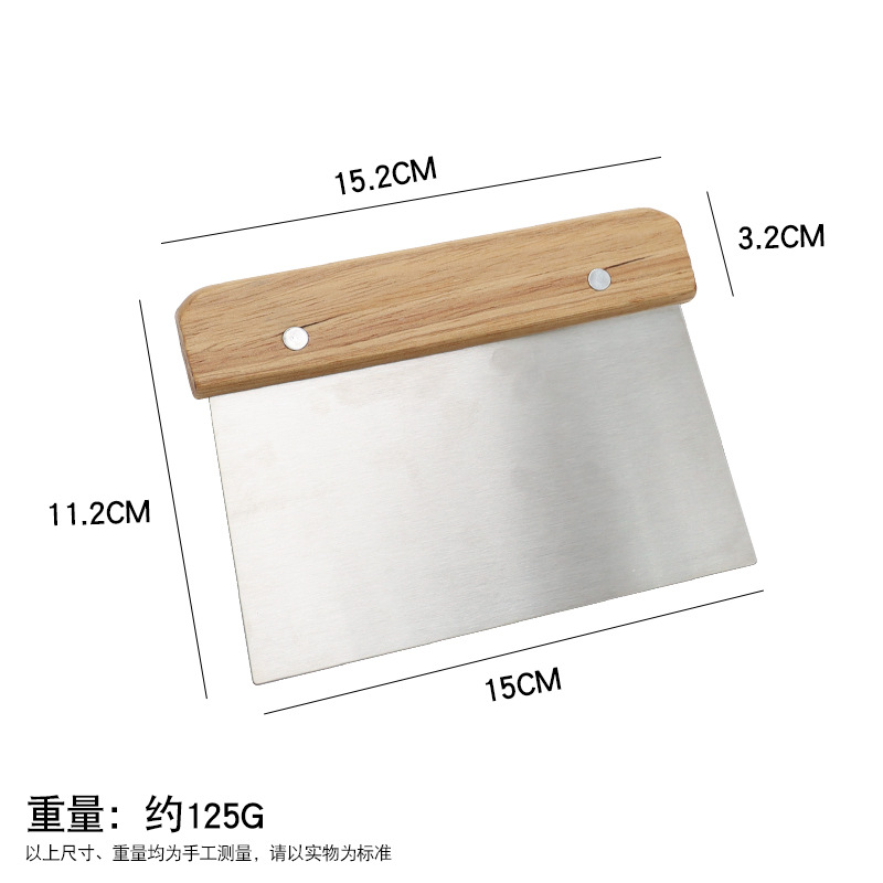 Cortador de masa de acero inoxidable con mango de madera, cortador de fideos de arroz, raspador de masa para pasteles, herramienta de repostería, engrosado