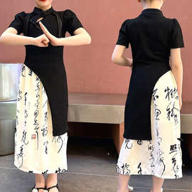 女童新中式连衣裙套装夏款2025新款中国风古风旗袍儿童夏季汉服