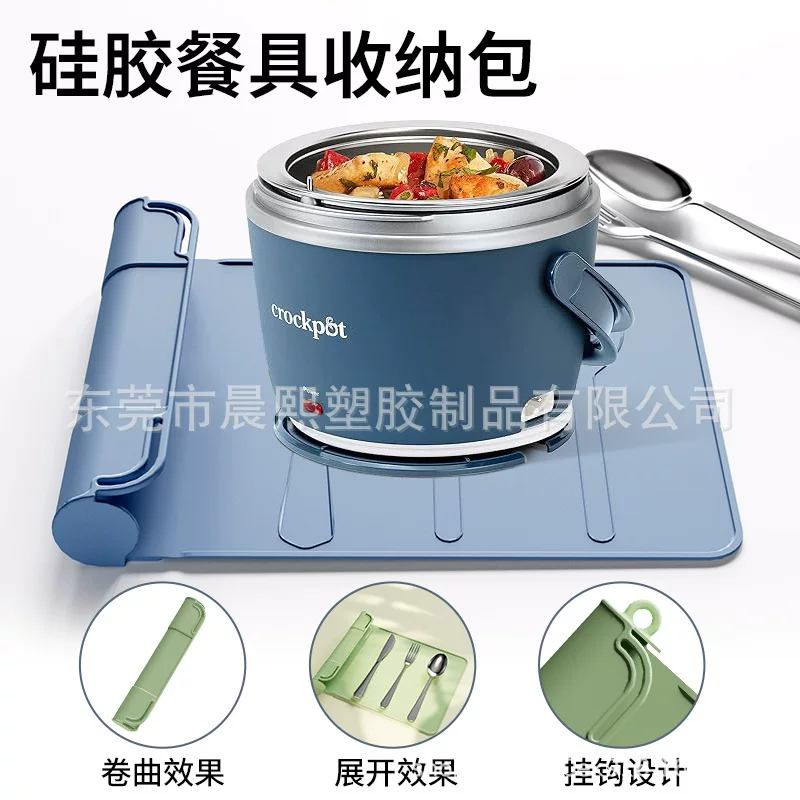 (Cross-border trading), silicone lunch box, foldable storage system, tableware, organizer bag