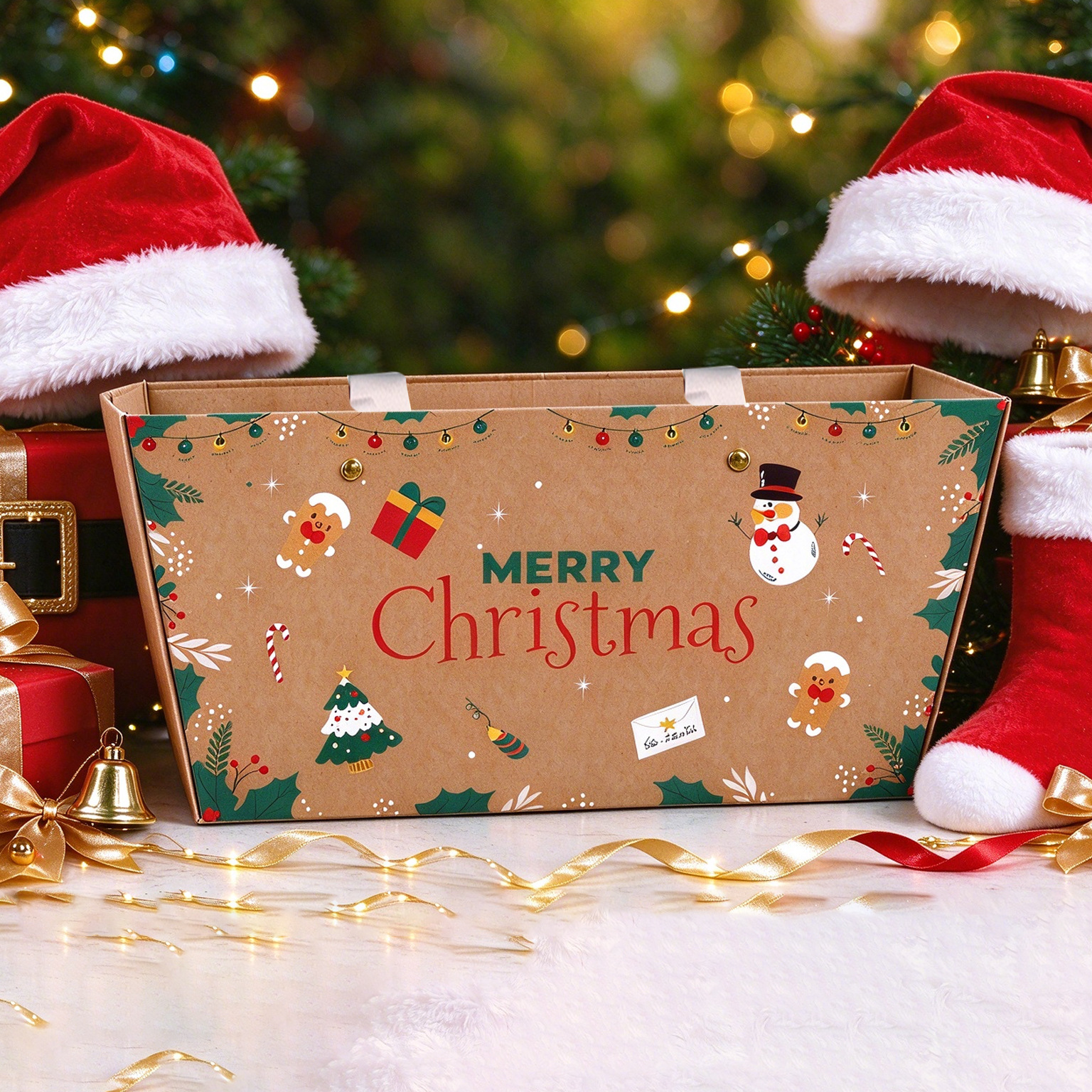 Cross-border Amazon waterproof kraft paper gift bag Christmas snowman Father's Day Valentine's Day bouquet birthday party bag