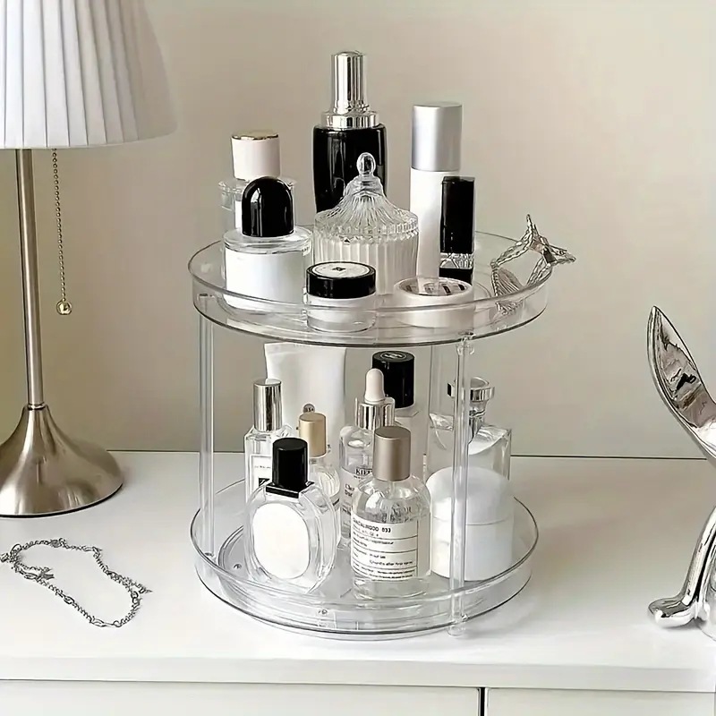Cross-Border Multifunctional Transparent Rotating Storage Rack Kitchen Spice Bottle Fruit Dressing Table Cosmetics Turntable Storage