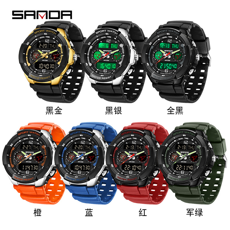 SANDA SANDA estudiantes tendencia relojes electrónicos de moda de secundaria junior reloj deportivo despertador impermeable tabla de montaña 6197