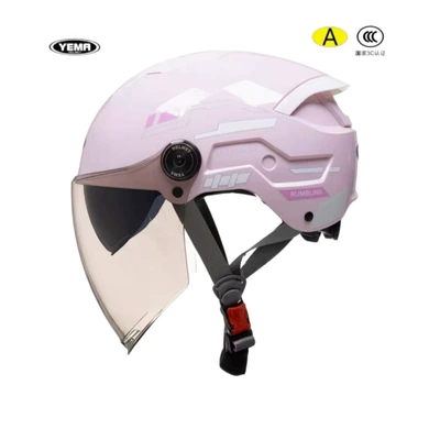 Motorcycle Safety Supplies Vehicle Safety Helmet New Summer Model - pink-long-tea
