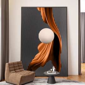 现代轻奢客厅玄关装饰画高档大气沙发背景墙巨幅落地画橙抽象挂画