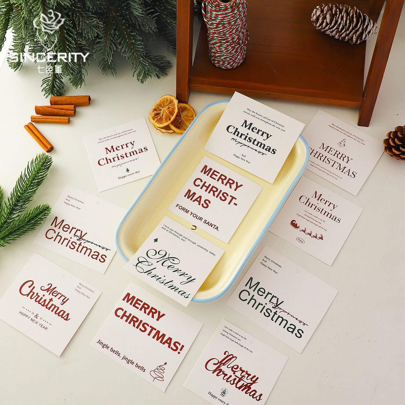 Tarjetas de Navidad de siete colores cordier regalo de regalo tarjeta de decoración diy flores artesanales floristas tarjetas de embalaje de flores