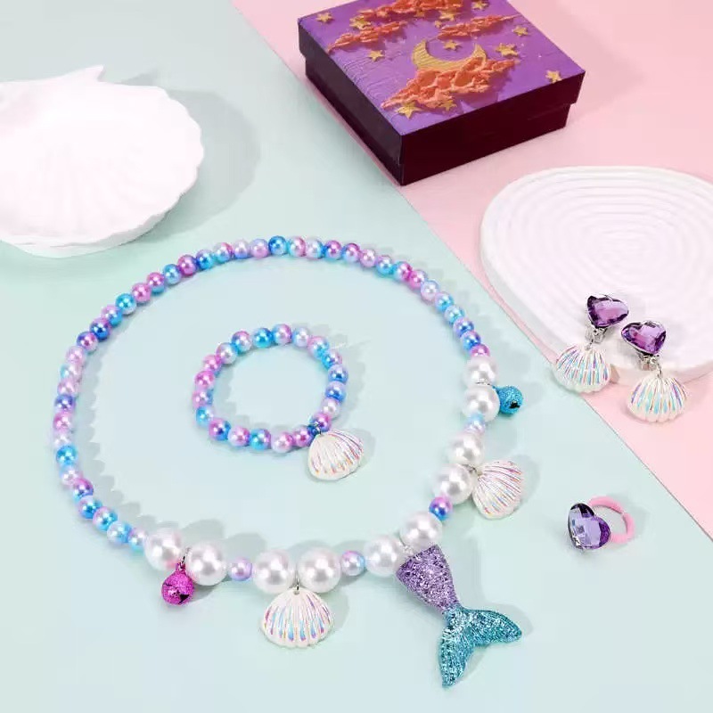 Collar de perlas para niños juegos de estudiantes collar de sirena para mujeres lindas transfronterizas accesorios de ropa de niñas mayorista