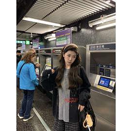 ASHENONLINE 丘比特小马 重拼色水洗绣花卫衣小众复古休闲T恤女